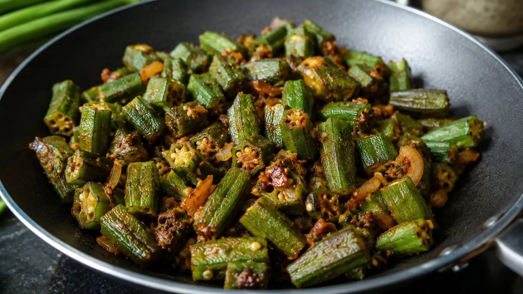 Authentic Caterer-Style Tawa Bhindi Authentic Caterer-Style Tawa Bhindi