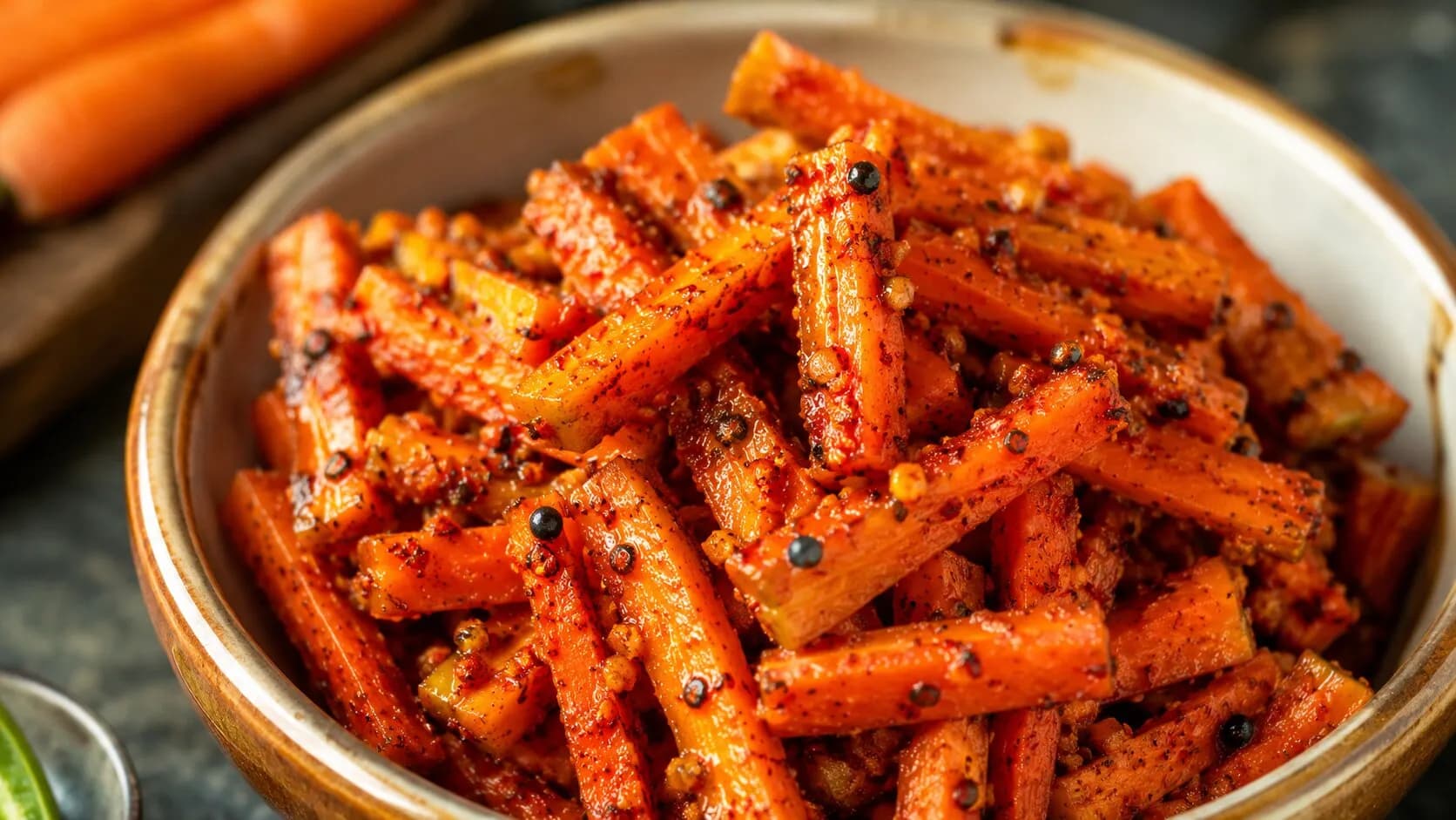 Zesty & Spiced Instant Carrot Pickle Zesty & Spiced Instant Carrot Pickle